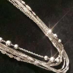 Vintage Silver Layered Necklace 52 ,50 & 32 inches long 3 all together.